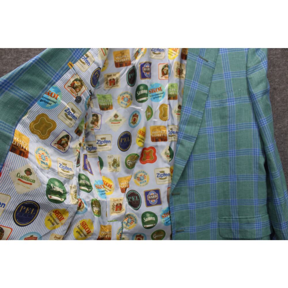 Edgar Pomeroy Bespoke Sport Coat Blazer Bespoke 42L Blue Plaid - Picture 7 of 9